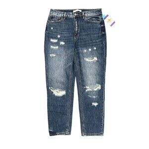 Kancan 9/28 Beatrice Ultra High Rise Boyfriend Jeans Distressed Faded KC9147D